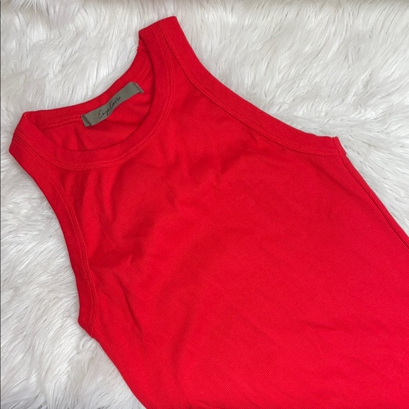 Enza Costa Red Ribbed Mini Dress Red - Picture 1 of 4